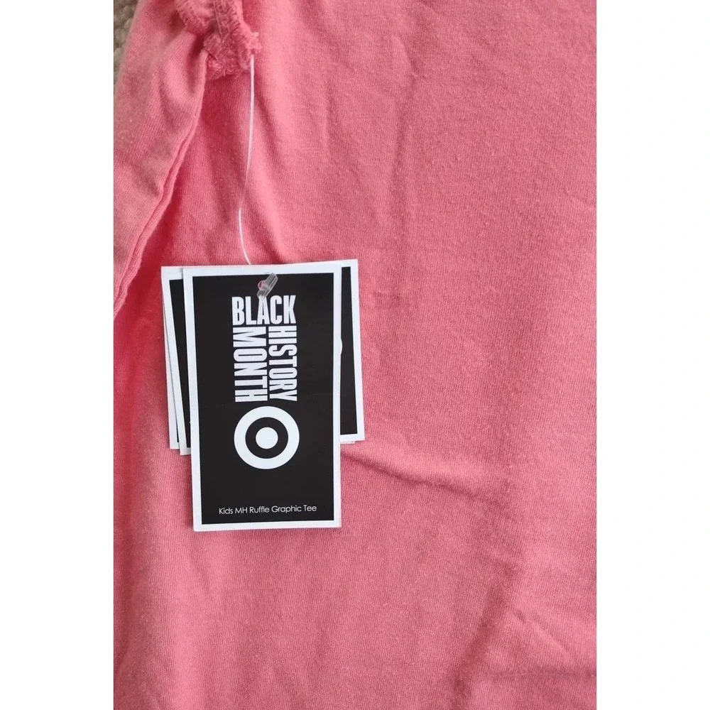 Target Black History‎ Month Kids Ruffle Sleeve Graphic Tee Size XL 14 16 Pink